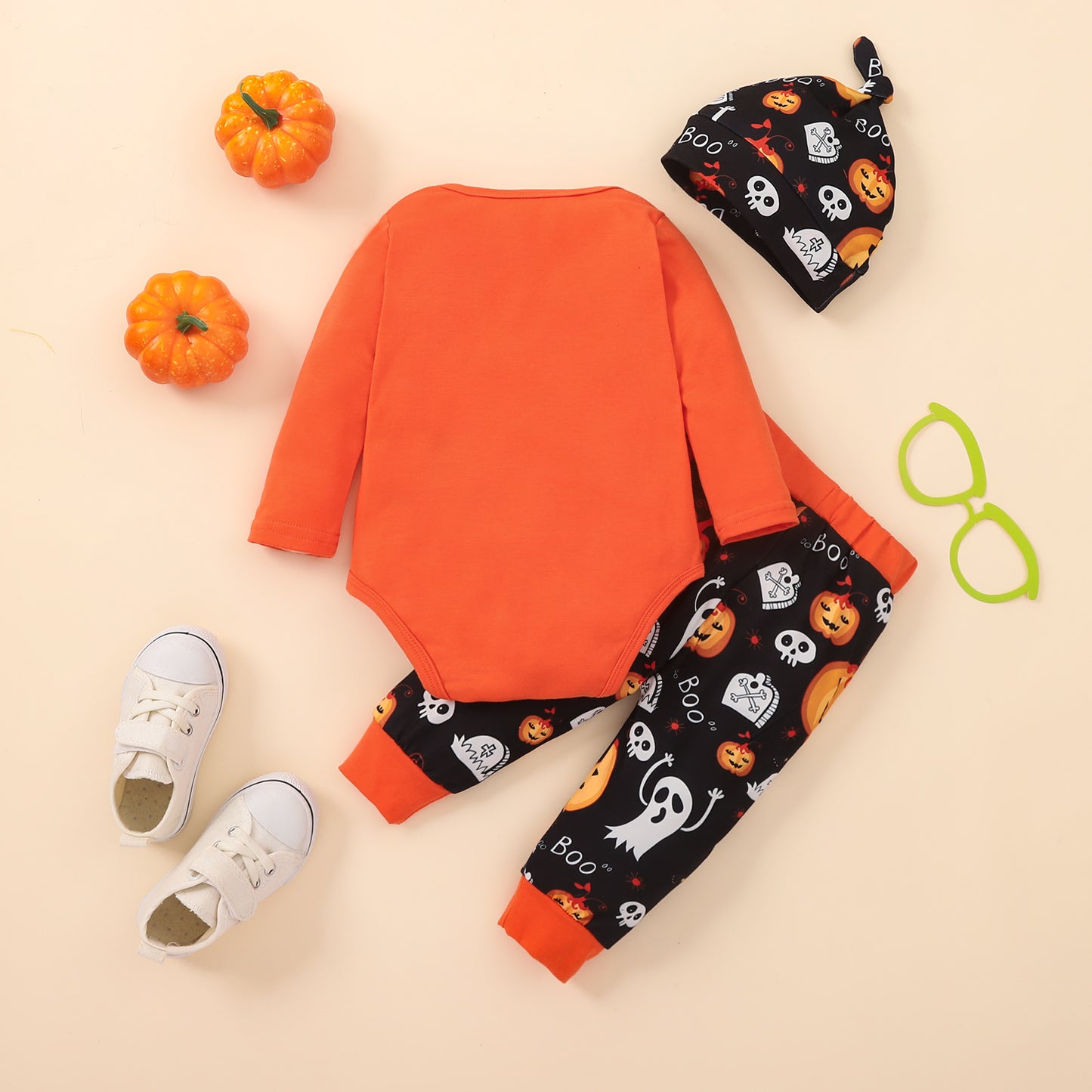 MY FIRST HALLOWEEN Graphic Bodysuit and Printed Long Pants Set